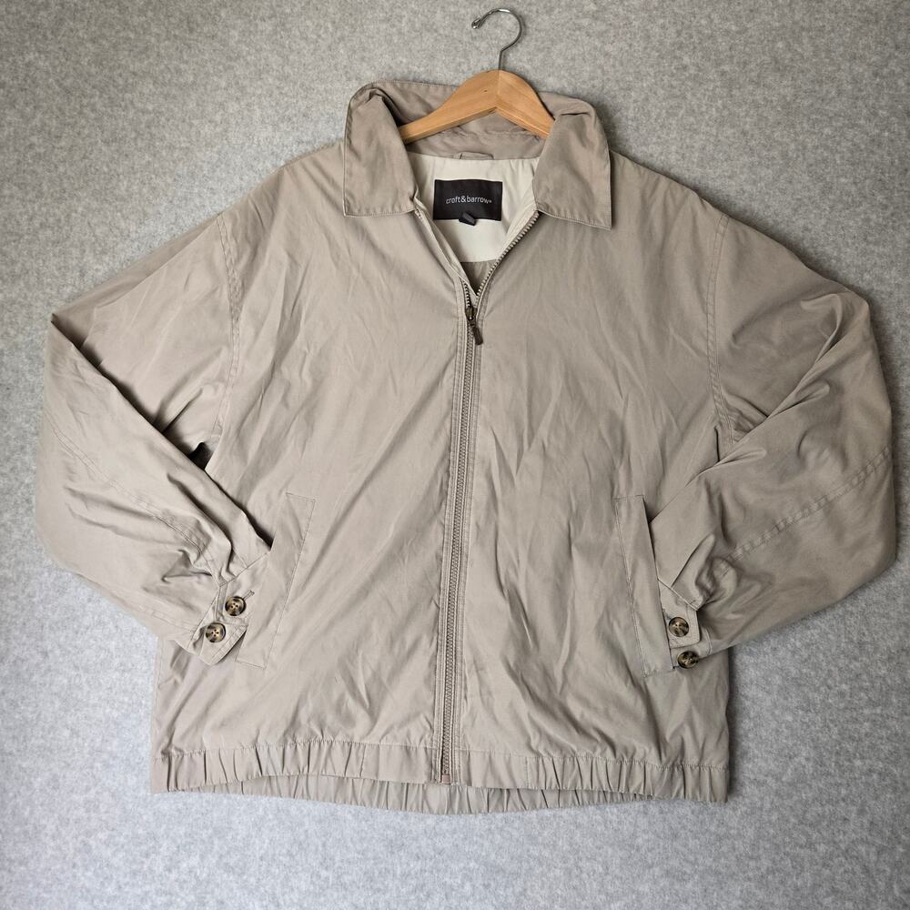 Croft & Barrow Men's L Tan/Beige Lightweight Zip Up Golf Windbreaker Jacket